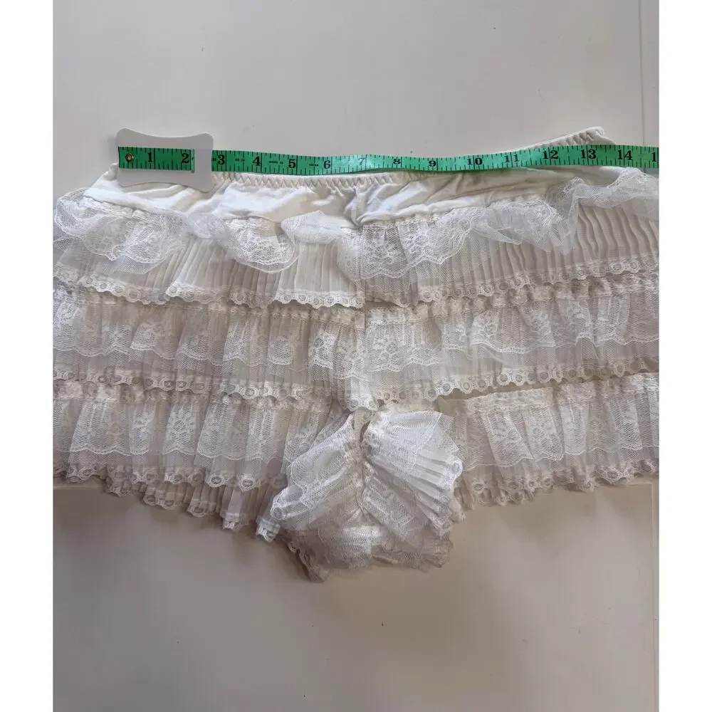 Pretty Little Thing Womens Sz M White Lace Underskirt Shorts Underpants